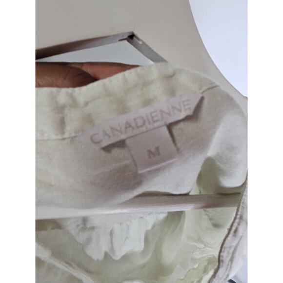 Canadienne Women Sleeveless 100% Linen Blouse Top Size Medium - Picture 3 of 5